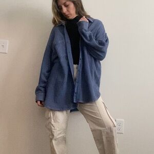 Aerie Oversized Soft Blue Button Up Shirt